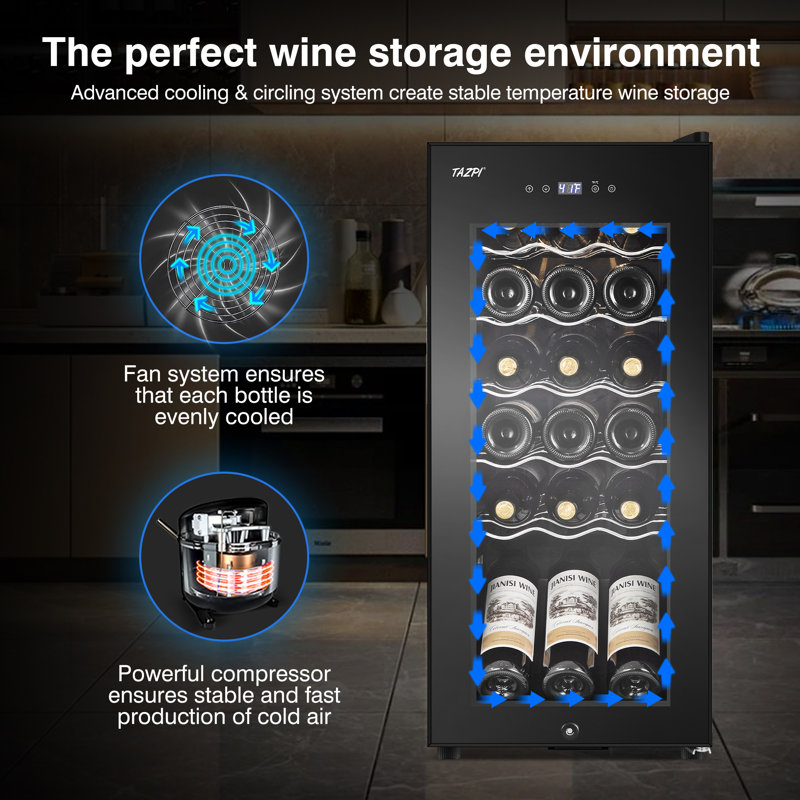 TAZPI 13.6'' 18 Bottle Single Zone Freestanding Wine Refrigerator